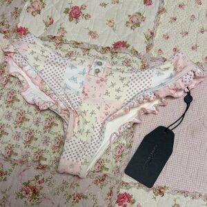 NWT! Frankie's Bikinis Patchwork Ruffle Bikini Bottom Size Medium